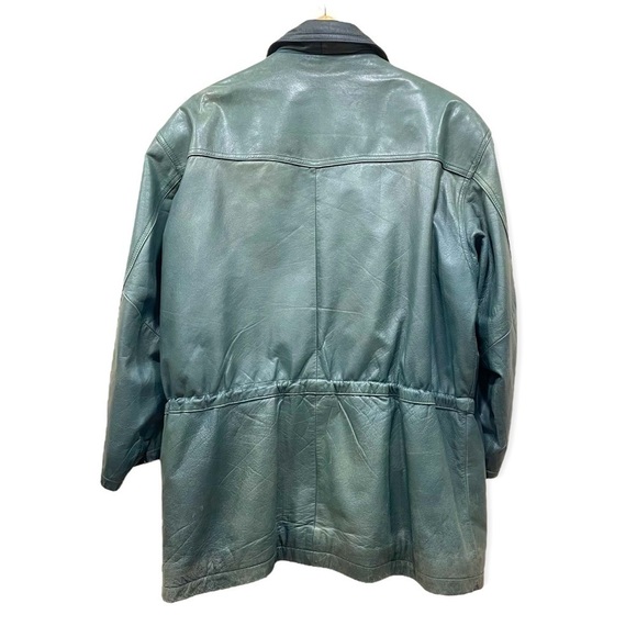 Vintage Northlands Forest Green Leather Coat size Medium - Picture 2 of 9